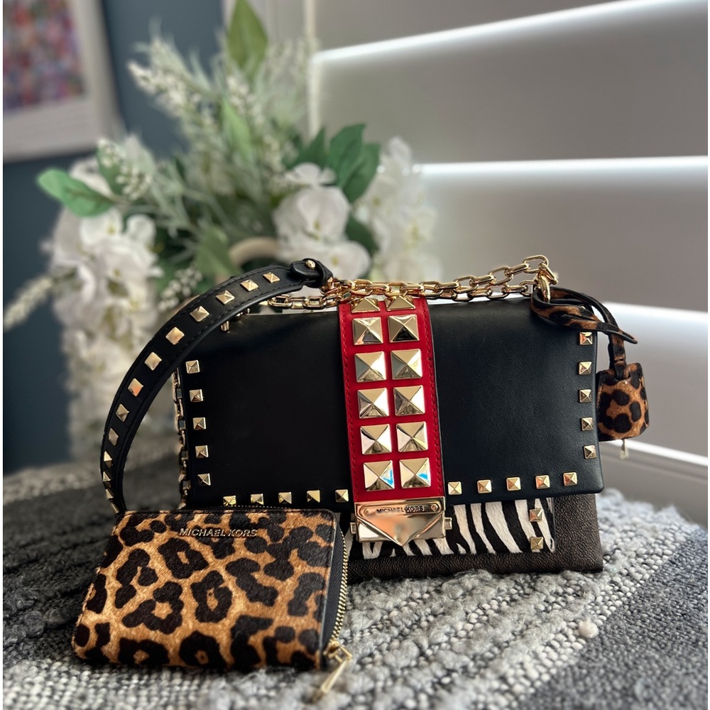 MICHAEL Michael Kors
Cece Medium Fur Animal-Print Shoulder Bag & Wallet LIKE NEW